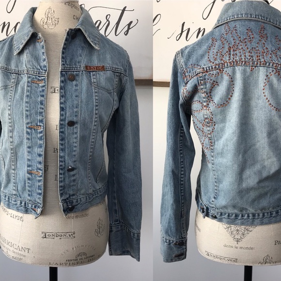 Lady Enyce Jackets & Coats Lady Enyce Embroidered Flame Denim